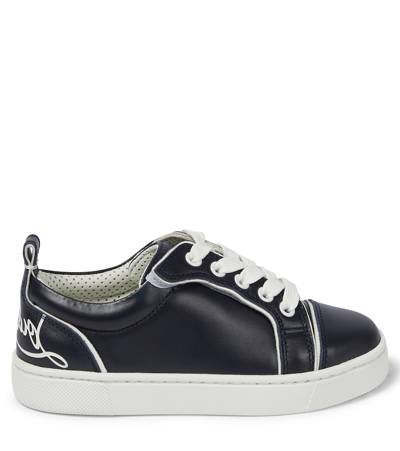 Christian Louboutin Funnyto Leather Sneakers In Navy/bianco