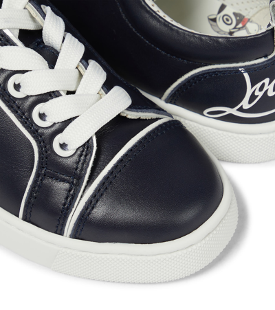 Shop Christian Louboutin Funnyto Leather Sneakers In Navy/bianco