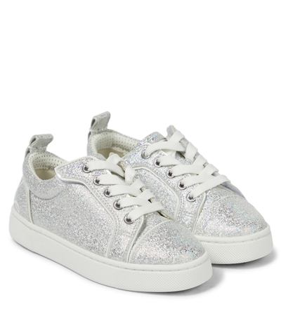 Shop Christian Louboutin Funnyto Glitter Sneakers In White Ab/bianco