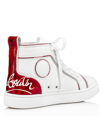 Shop Christian Louboutin Funnytopi High-top Leather Sneakers In Bianco/loubi