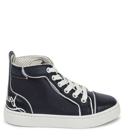 Shop Christian Louboutin Funnytopi High-top Sneakers In Navy/bianco