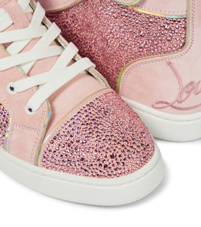 Shop Christian Louboutin Funnytopi Strass Embellished Sneakers In Rosy/cry Ab