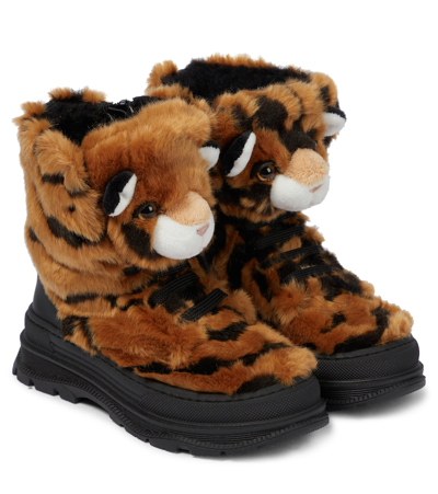 Shop Dolce & Gabbana Leopard-print Faux Fur Boots In Stampa Tigre