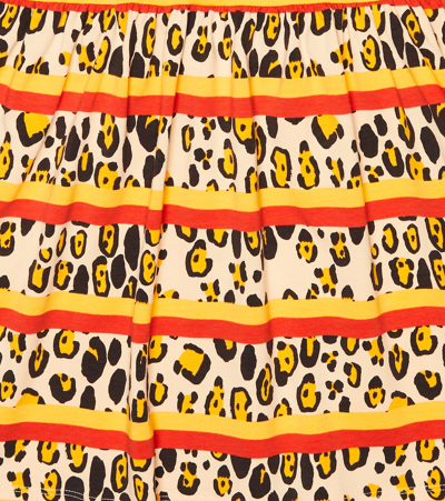 Mini Rodini Leopard-print Striped Jersey Dress In Multi