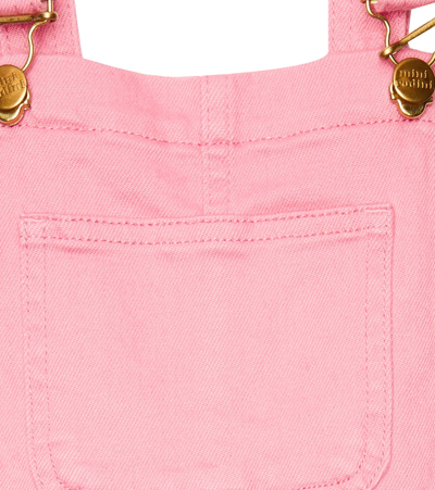Mini Rodini Logo-embroidered Denim Dungarees In Pink