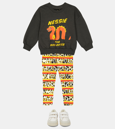 Mini Rodini Printed Cotton Jersey Sweater In Black