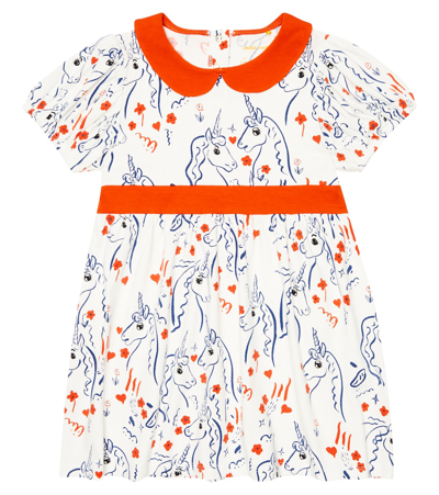 Shop Mini Rodini Unicorn Printed Cotton Dress In White