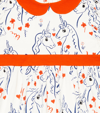 Mini Rodini Unicorn Printed Cotton Dress In White