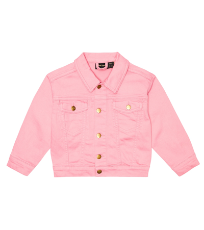 Shop Mini Rodini Embroidered Denim Jacket In Pink