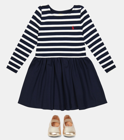 Polo Ralph Lauren Striped Cotton Jersey Dress In Rl Navy/deckwash White