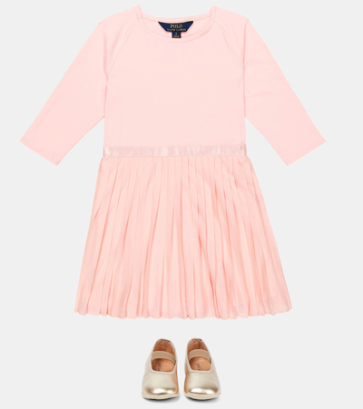 Polo Ralph Lauren Jersey Pleated Dress In Pink Sand