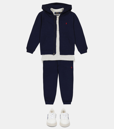 Shop Polo Ralph Lauren Cotton Jersey Zipped Hoodie In Cruise Navy