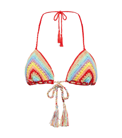 Shop Anna Kosturova Crochet Cotton Bikini Top In Summer Stripe