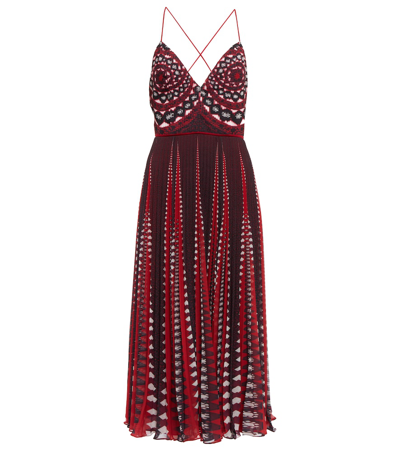 Shop Altuzarra Oceanid Printed Midi Dress In Burnt Red Geo Lace