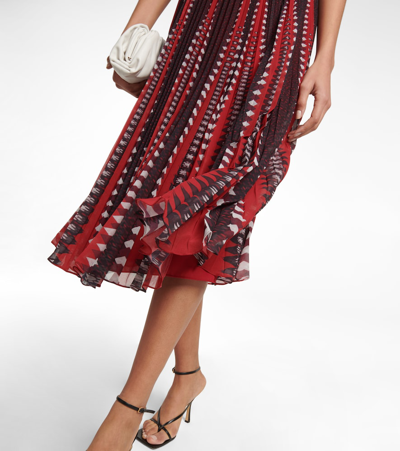 Shop Altuzarra Oceanid Printed Midi Dress In Burnt Red Geo Lace