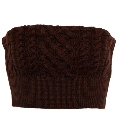 Shop Emilia Wickstead Bimba Cable-knit Wool Bustier In Chocolate