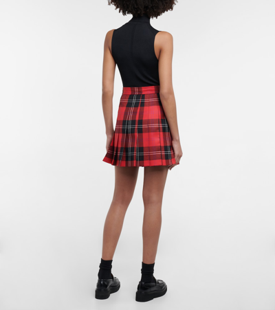 Shop Marni Checked Virgin Wool Miniskirt In Lacquer