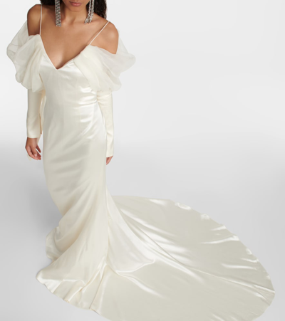 Shop Danielle Frankel Bridal Maren Wool And Silk Gown In Pearl