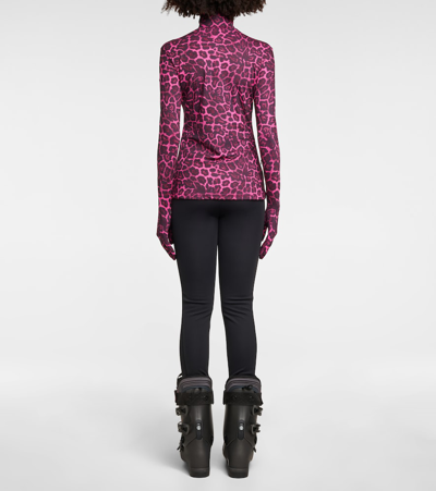 Shop Goldbergh Temptress Jaguar-print Gloved Ski Top In Jaguar Pink