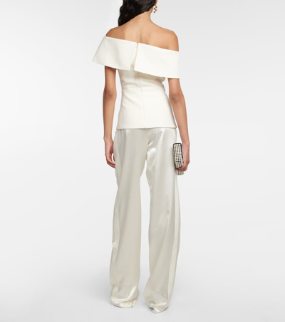 Shop Safiyaa Bridal Eimear Off-shoulder Crêpe Top In Ivory