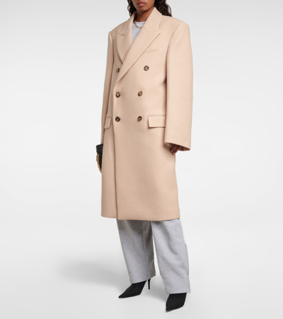 Shop Wardrobe.nyc Wardrobe. Nyc Double-breasted Wool Coat In Beige