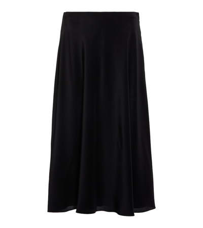 Shop The Row Medela Silk Satin Midi Skirt In Black