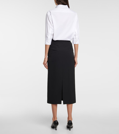 The Row Parma Stretch Virgin Wool Midi Skirt In Black