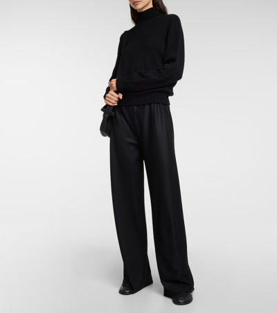 Shop The Row Gala Virgin Wool Wide-leg Pants In Black