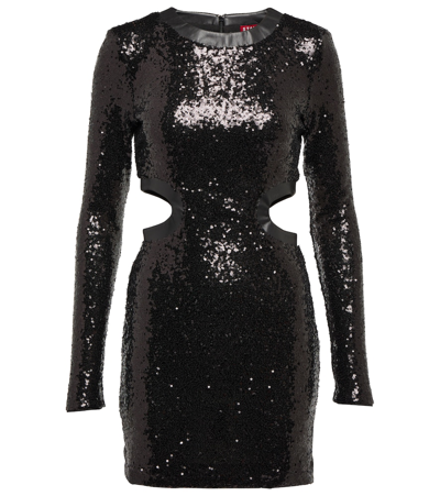 Shop Staud Dolce Sequined Nylon Minidress In Black