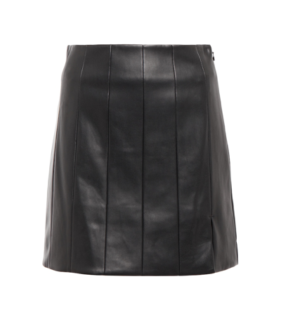 Shop Staud Wells Faux Leather Miniskirt In Black