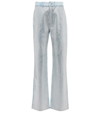 Frame Le Jane High Rise Straight Rhinestone Jeans In Glitz