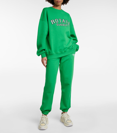 Shop Rotate Birger Christensen Mimi Cotton Sweatpants In Green