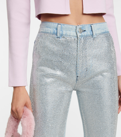Frame Le Jane High Rise Straight Rhinestone Jeans In Glitz
