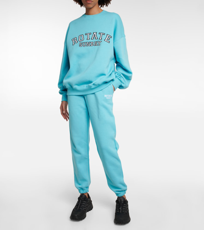 Rotate Birger Christensen Iris Logo Cotton Sweatshirt In Maui Blue