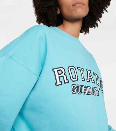 Rotate Birger Christensen Iris Logo Cotton Sweatshirt In Maui Blue