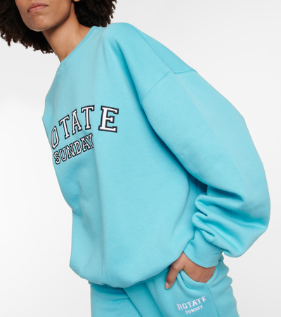 Rotate Birger Christensen Iris Logo Cotton Sweatshirt In Maui Blue