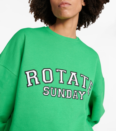 Rotate Birger Christensen Iris Logo Cotton Sweatshirt In Green