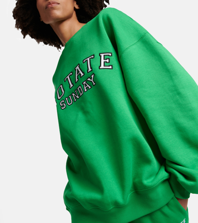 Rotate Birger Christensen Iris Logo Cotton Sweatshirt In Green