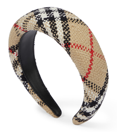 Burberry Black With Archival Burberry Check - Beige Hat Band - Lueur
