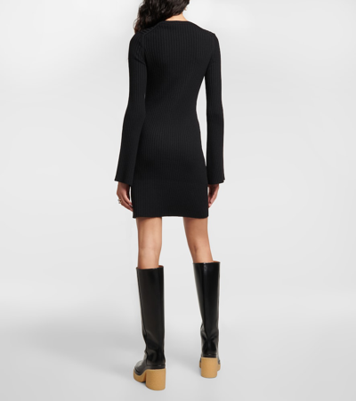 Shop Chloé Ribbed-knit Wool And Cashmere Dress In Black