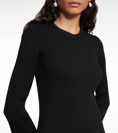 Shop Chloé Ribbed-knit Wool And Cashmere Dress In Black
