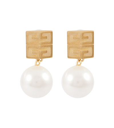 Shop Givenchy 4g Embellished Brass Earrings In 119-white/golden