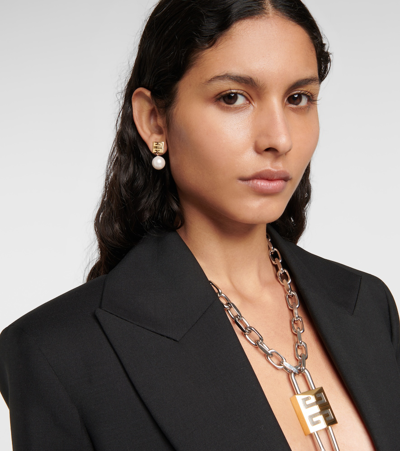 Givenchy 4g Embellished Brass Earrings In 119-white/golden