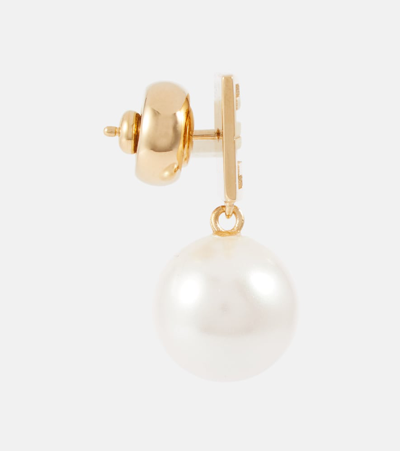 Shop Givenchy 4g Embellished Brass Earrings In 119-white/golden