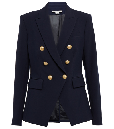 Veronica Beard Miller Dickey Double-breasted Grain De Poudre Blazer In Navy Gold