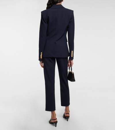 Veronica Beard Miller Dickey Double-breasted Grain De Poudre Blazer In Navy Gold