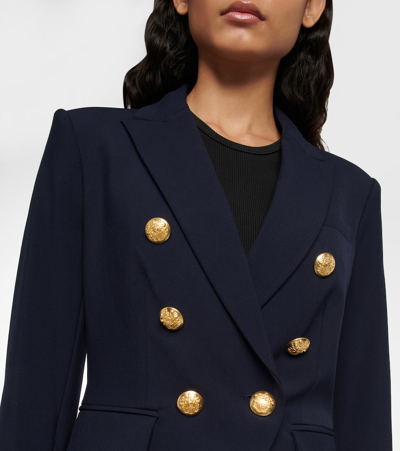 Veronica Beard Miller Dickey Double-breasted Grain De Poudre Blazer In Navy Gold