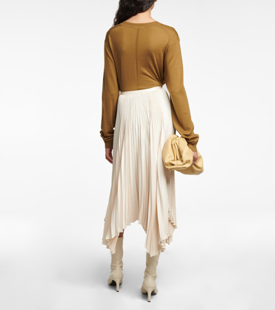 Shop Polo Ralph Lauren Satin Midi Skirt In Guide Beige