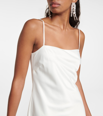 Shop Polo Ralph Lauren Feather-trimmed Satin Mini Dress In White
