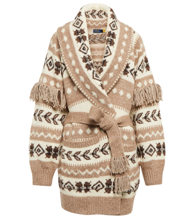 Shop Polo Ralph Lauren Wool And Cashmere-blend Cardigan In White Multi